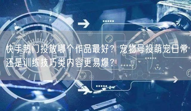 快手热门投放哪个作品最好？宠物号投萌宠日常还是训练技巧类内容更易爆？