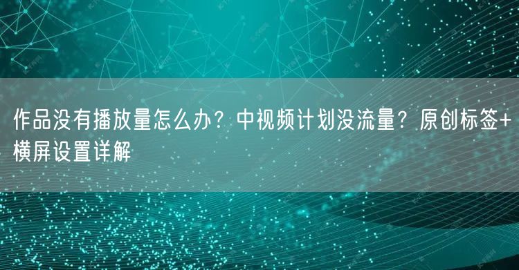 作品没有播放量怎么办？中视频计划没流量？原创标签+横屏设置详解