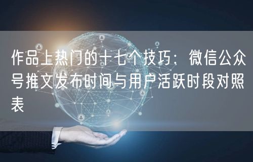 作品上热门的十七个技巧：微信公众号推文发布时间与用户活跃时段对照表