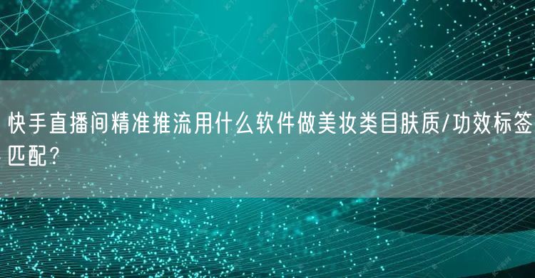 快手直播间精准推流用什么软件做美妆类目肤质/功效标签匹配？