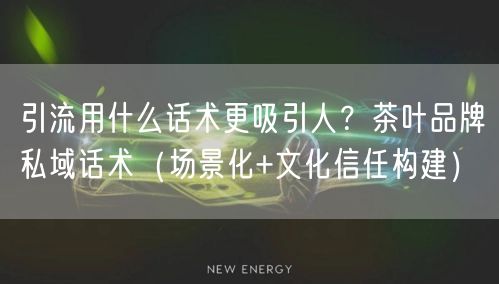 引流用什么话术更吸引人？茶叶品牌私域话术（场景化+文化信任构建）